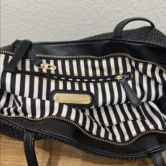 Betsey Johnson Black Woven Tote Shoulder Bag - Picture 8 of 8